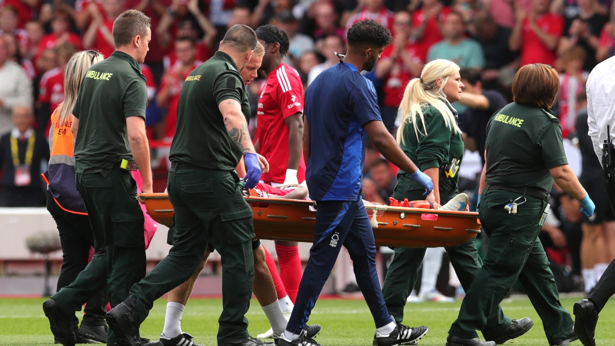 Nottingham Forest's Danilo being carried off on a stretcher | Reuters Nottingham Forest's Danilo being carried off on a stretcher | Reuters